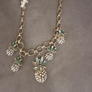 Ann Taylor Gold Necklace with Green Pineapple Charms